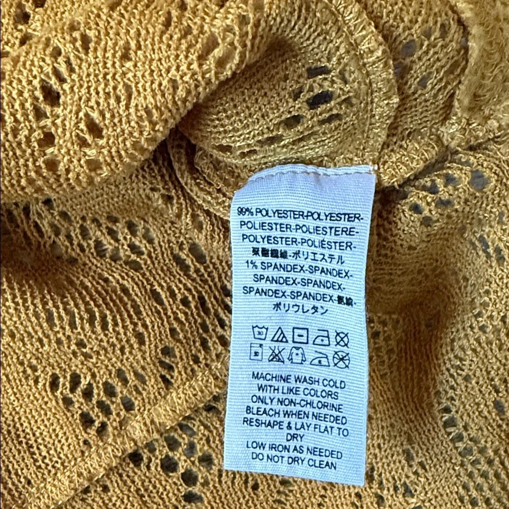 Free People Mustard Floral Lace Long Sleeve Top Size XS
